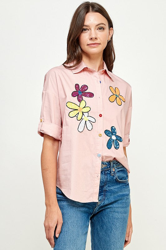 Blusa Flores de Lentejuelas