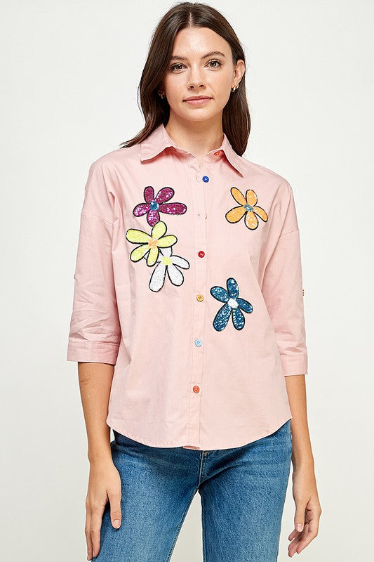 Blusa Flores de Lentejuelas