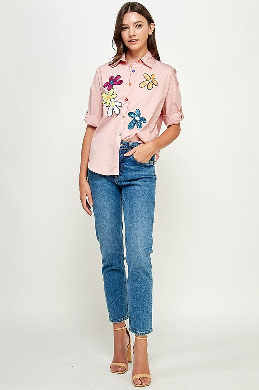 Blusa Flores de Lentejuelas