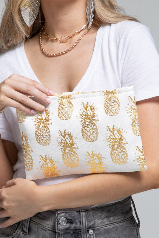 Metallic Pineapple Wristlet Pouch