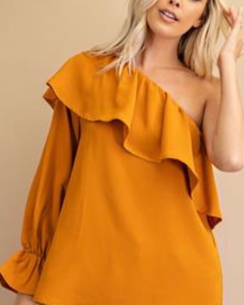 One Shoulder Ruffle Blouse