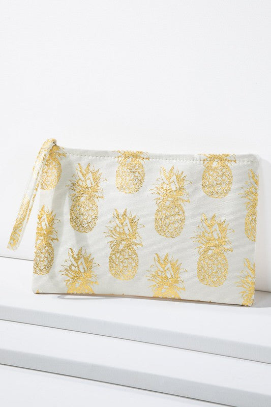 Metallic Pineapple Wristlet Pouch