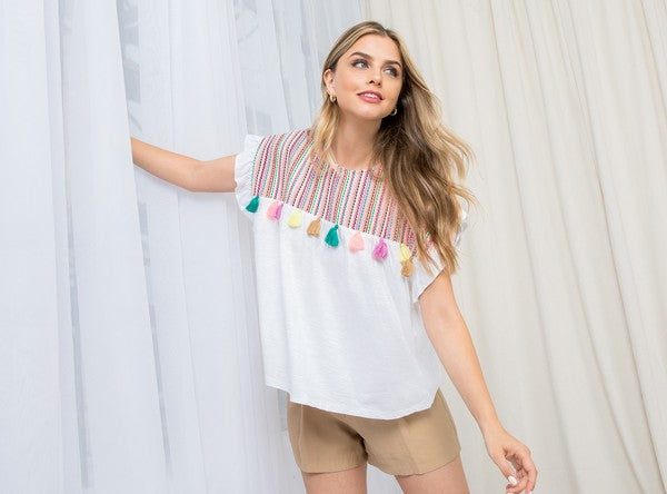 Knit Tassel Top