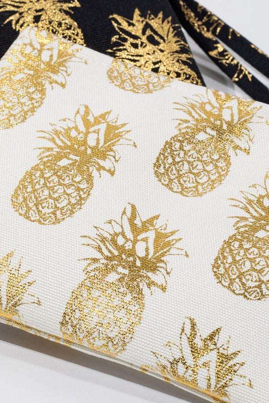 Metallic Pineapple Wristlet Pouch